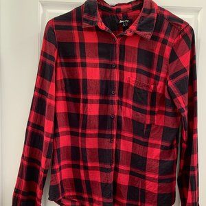 Red Plaid Button Shirt Long sleeve